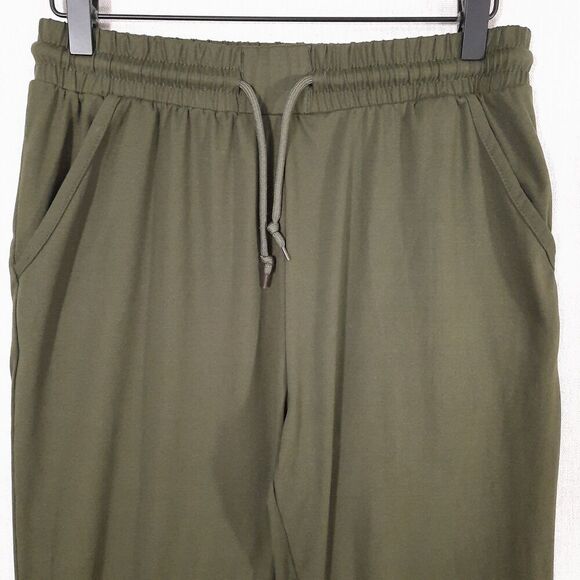 Leggings Depot Joggers Track Cuff Sweatpants Size Medium Pockets Olive Green - Picture 3 of 11